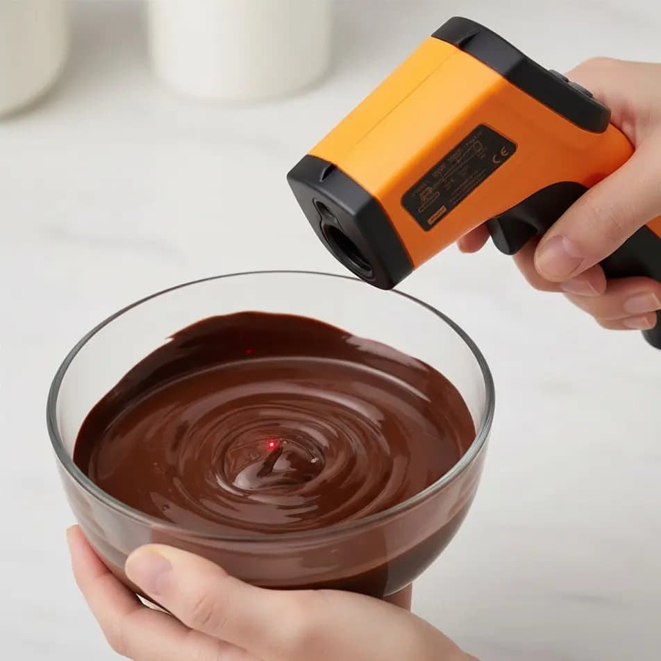 Digital Infrared Laser Thermometer for Tempering Dubai Chocolate (also known as Dubi Chocolate)
